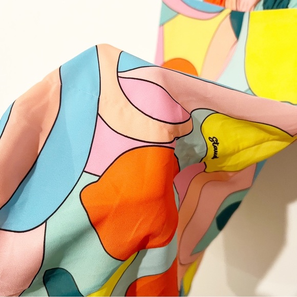 Staud Mini Milla Dress in Citrus Kaleidoscope Multicolor Puff Sleeve in Size 0 - Picture 16 of 16